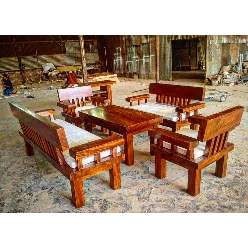 meja tamu set kayu trembesi