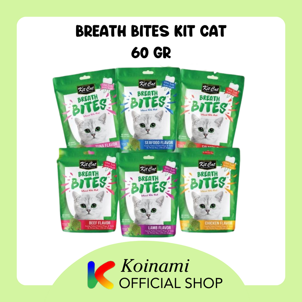 Breath Bites Kit Cat 60gr / Snack kucing / Dental Cat / SIkat Gigi Kucing / Pembersih Gigi Kucing / Makanan Kucing / Kit Cat Denta / Snack Kit Cat