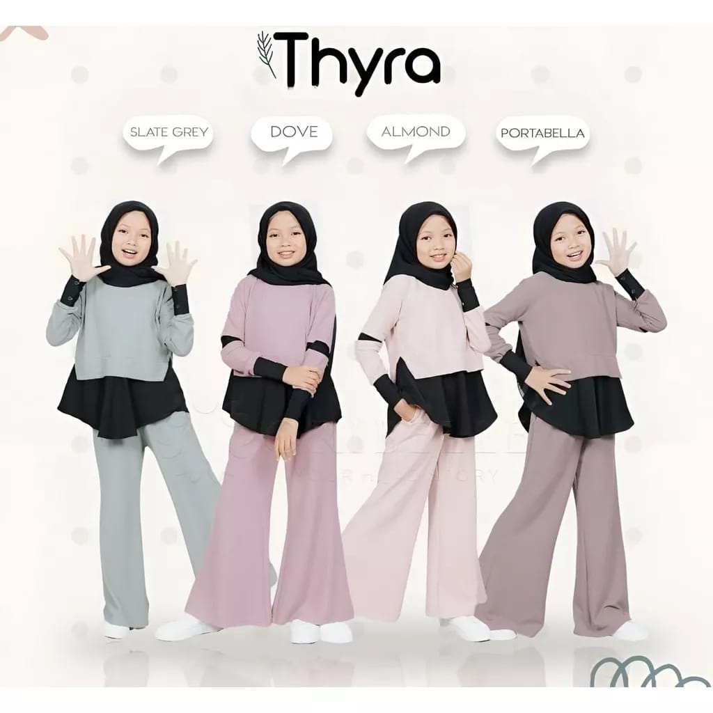 Thyra Set Kids Stelan Anak Perempuan Setelan Anak Perempuan Crinkle Airflow