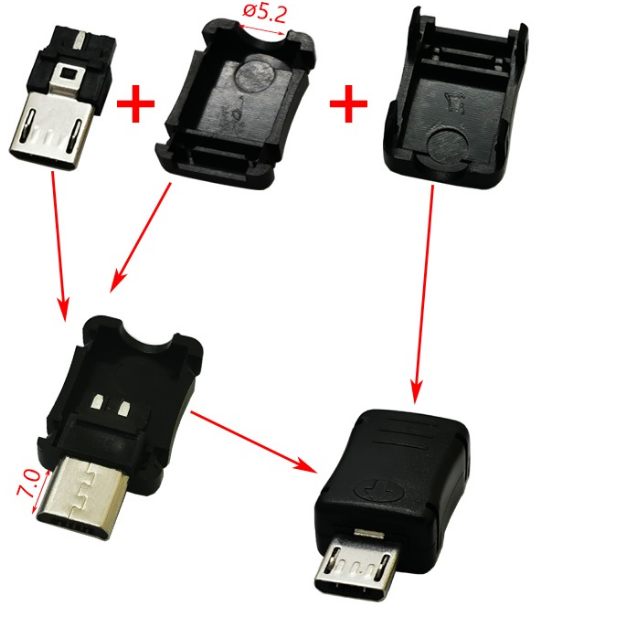 Soket Konektor micro USB Male Jantan 3 pin Casing Tutup Socket