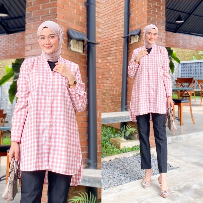 Tunik Kotak Katun Polycombi size standar dan jumbo bahan adem busui