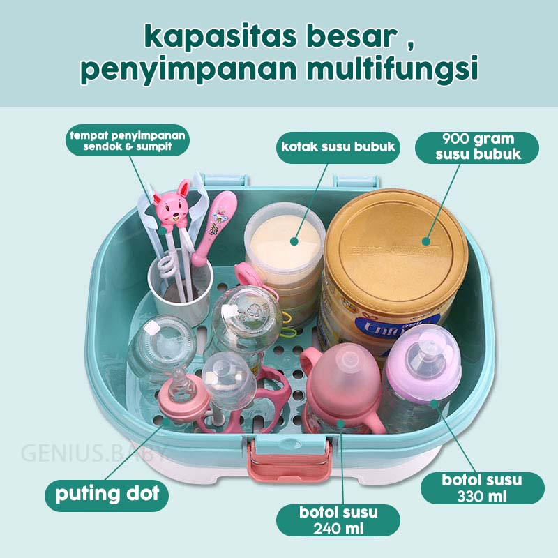 GENIUS.BABY Rak Pengering Botol Bayi Anak Perlengkapan Bayi Pengering Botol Gelas Serbaguna