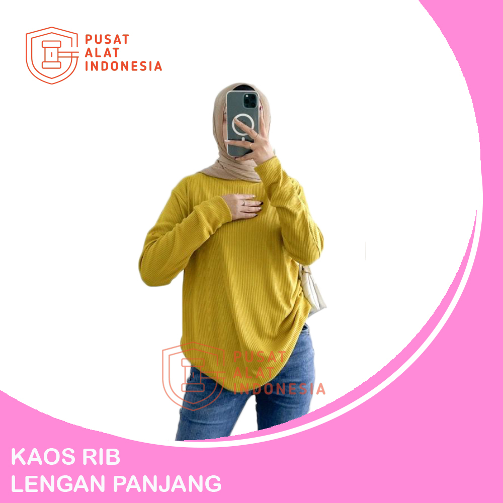 Kaos Rib Lengan Panjang Wanita Sr353