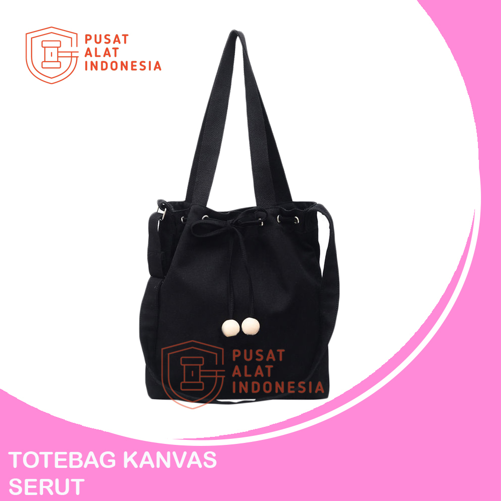 TAS TOTE BAG WANITA SERUT KANVAS POLOS STYLISH KOREA SR222