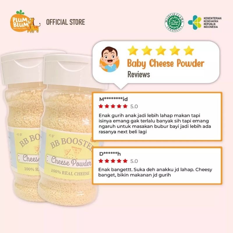 

Plum & Blum baby Cheese 60gr | KEJU CHEDDAR BUBUK BOOSTER | MPASI ANAK