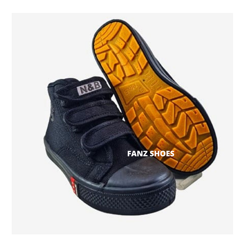 SEPATU SEKOLAH ANAK - SEPATU TEMPEL BOOT HITAM PUTIH &amp; HITAM HITAM SIZE 28 - 35  - SEPATU FORMAL - SEPATU N&amp;B TEMPEL SIZE 28 - 35 - FANZ SHOES