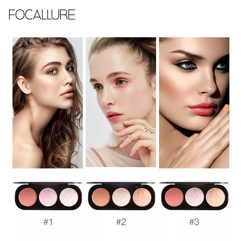 FOCALLURE Eyeshadow 3in1 Blush On Highlighter Palette