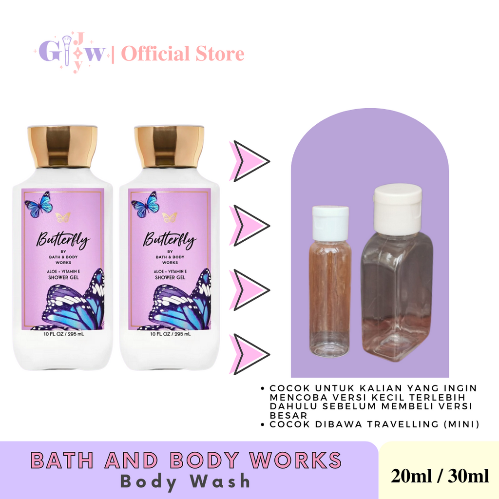 [SHARE IN JAR] BATH AND BODY WORKS - BUTTEFLY shower gel body wash | aloe vitamin e sabun badan mandi perawatan tubuh kecantikan bbw wanita perempuan into the night butterfly pure wonder gel lotion cream scrub mencerahkan keperluan