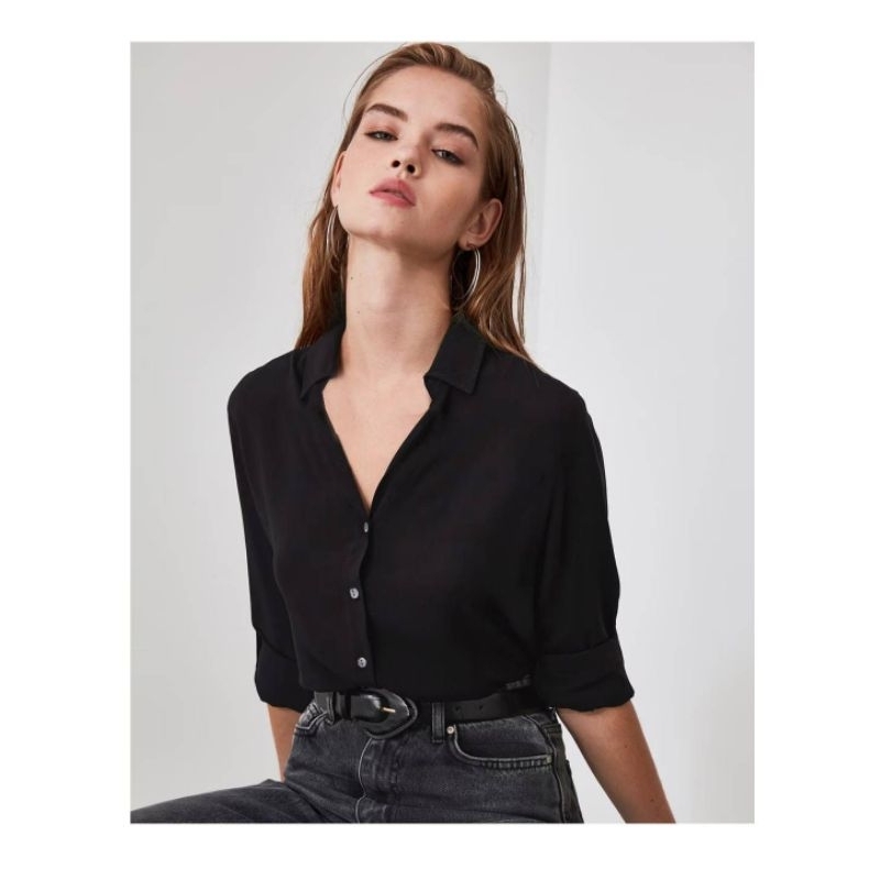 Cortelle black long sleeve button down shirt