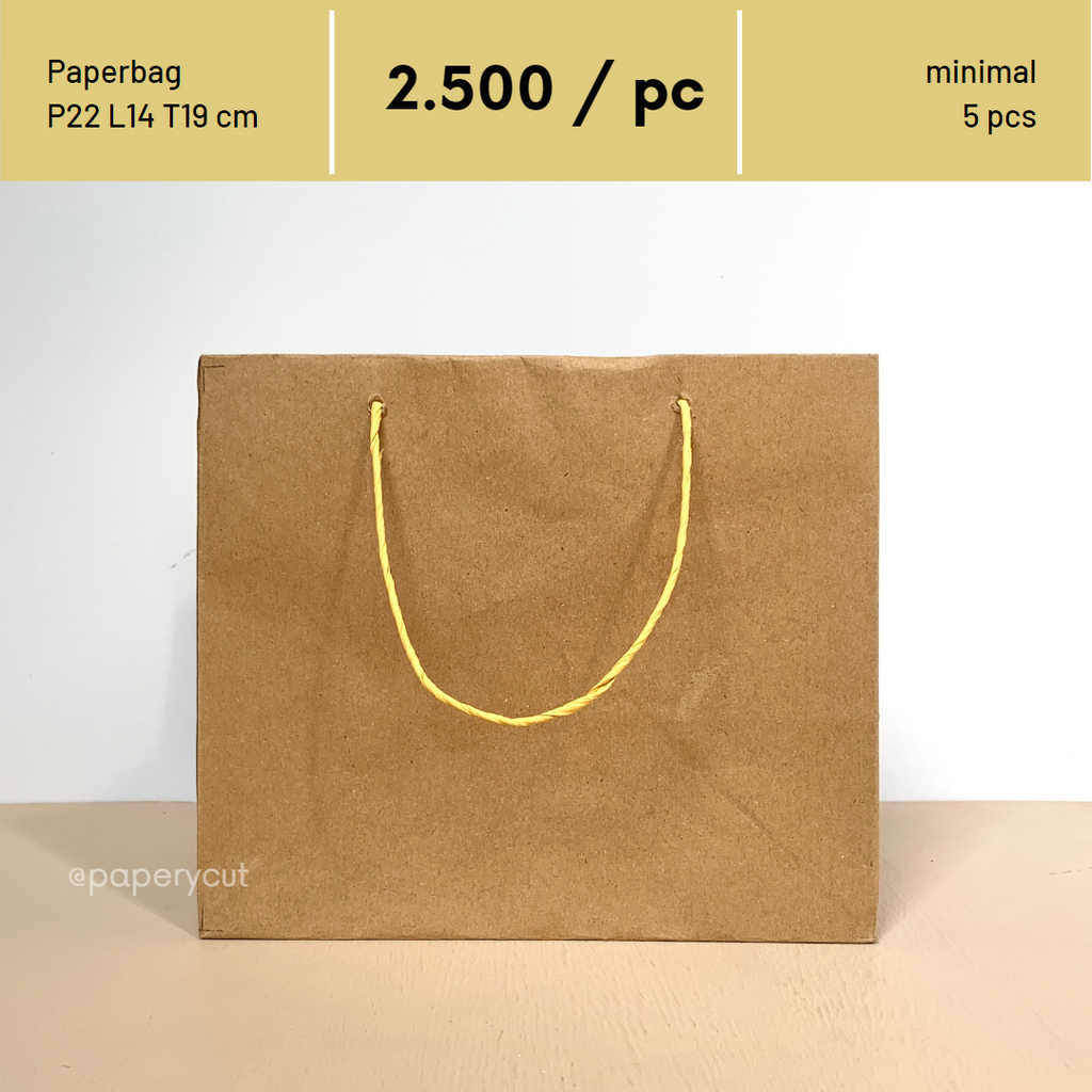 

Paperbag Tas Kertas Kraft Coklat Polos Goodie Bag 22 x 14 x 19 cm