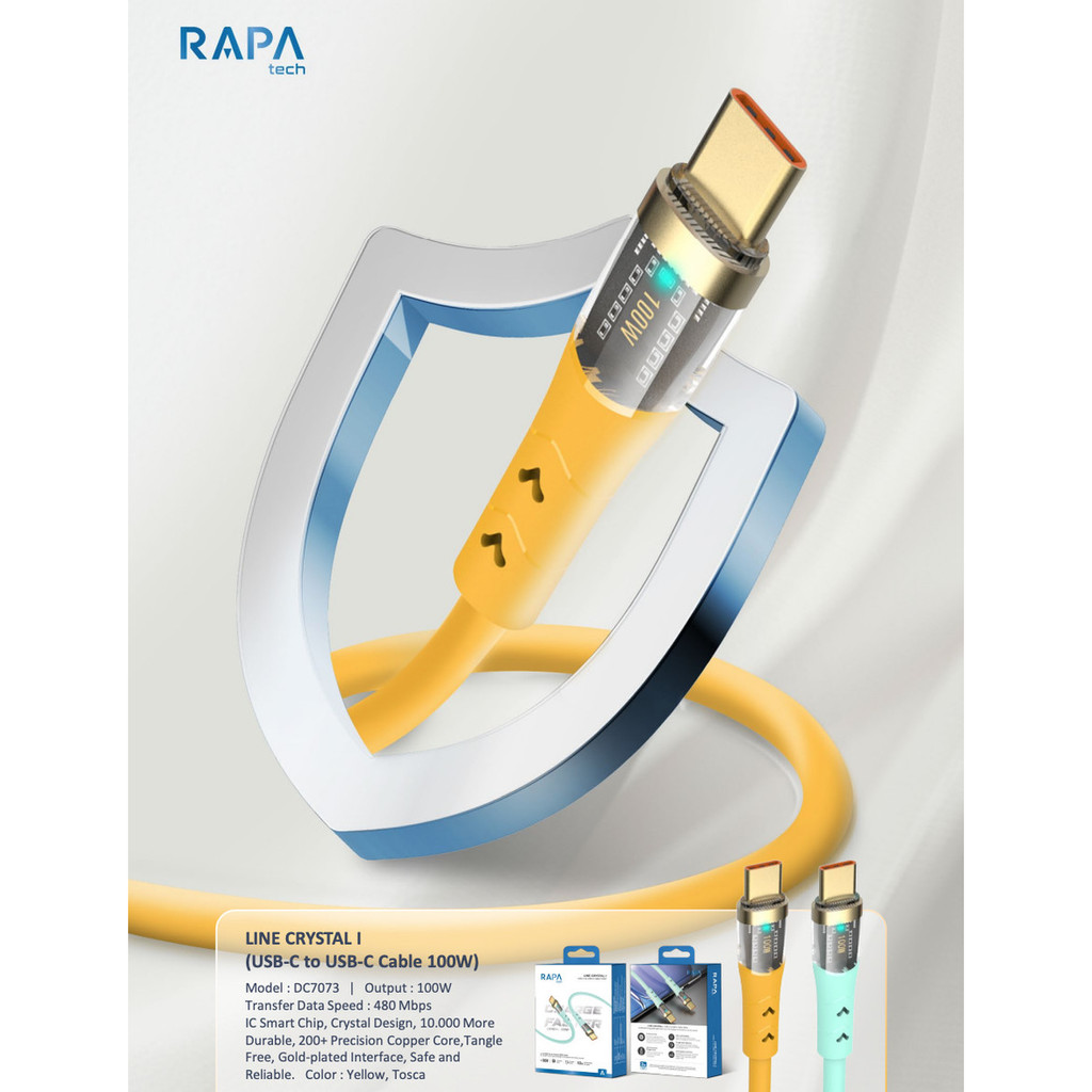 RAPAtech DC7073 LINE CRYSTAL I USB-C to USB-C Cable 100W