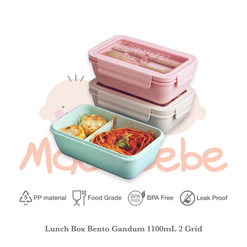 Beautiful Wheat Lunch Box Bento Kotak Bekal Makan Anak Jerami Gandum 1100ml