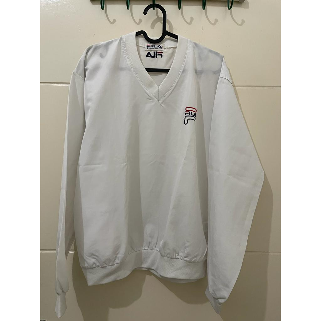 PRELOVED FILA WIND BREAKER / OUTER RUNNING WHITE / BAJU OLAHRAGA LARI PUTIH / ATASAN LENGAN PANJANG
