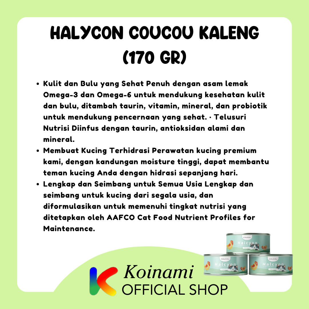 Halcyon CouCou Kaleng 170gr - Makanan Kucing Premium - Cat Food - Makanan Kaleng Kucing