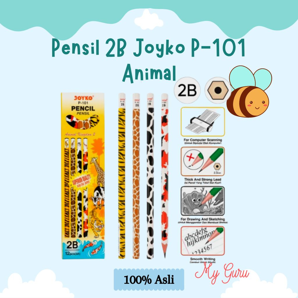 

[PAK] PENSIL 2B JOYKO P-101 ANIMAL PENSIL TULIS KAYU (12 PCS)
