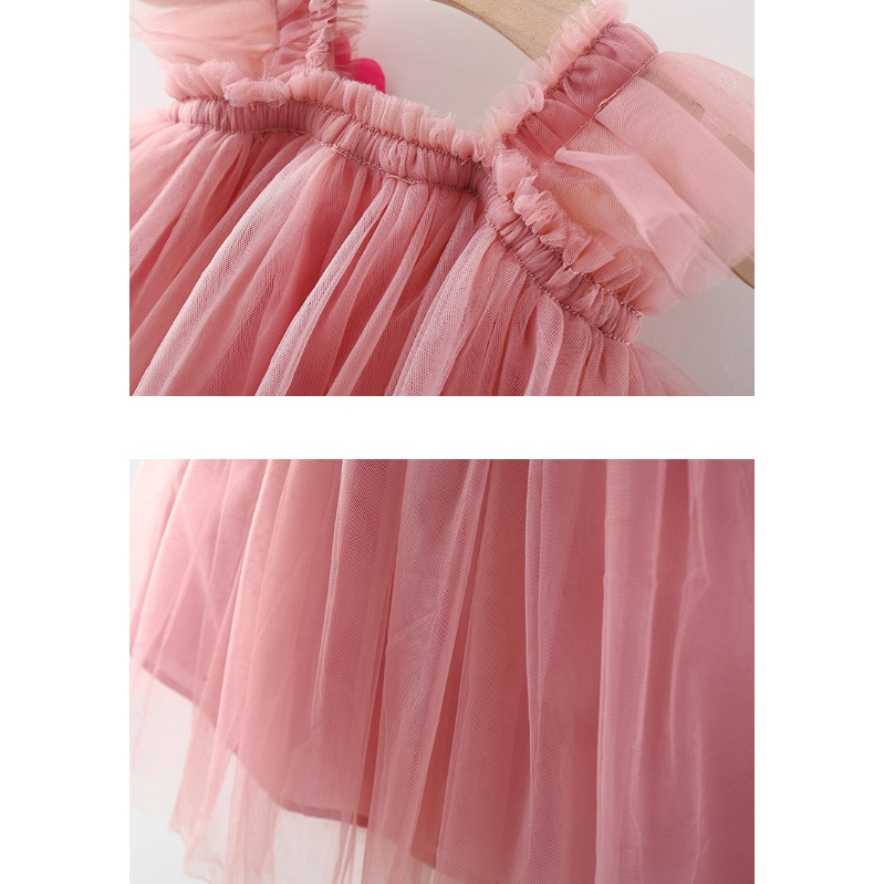 DT61 Dress tutu anak dan bayi motif 2 bunga berdaun