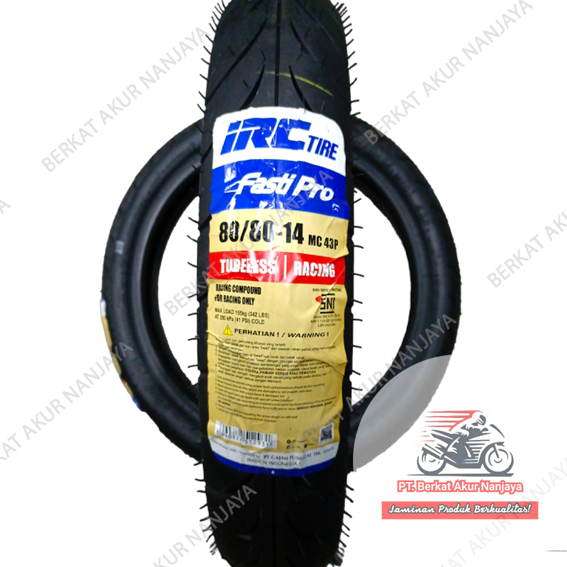 IRC Fasti Pro 80/80-14 Tubeless Soft Compound Ban Road Race Matic Racing Beat Vario Mio BONUS Pentil