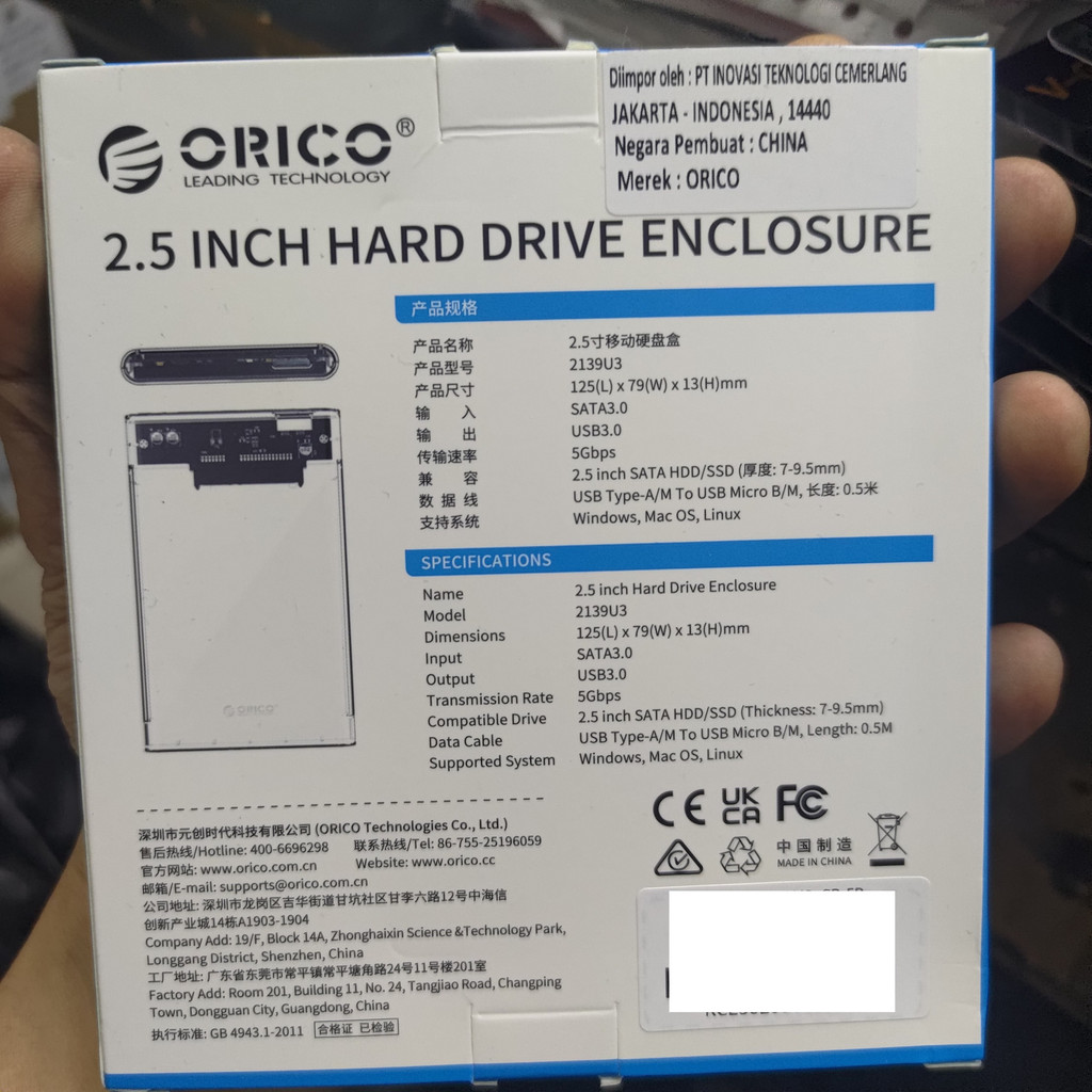 Orico HDD SSD Casing Enclosure 2139u3 Transparan Transparant USB Case