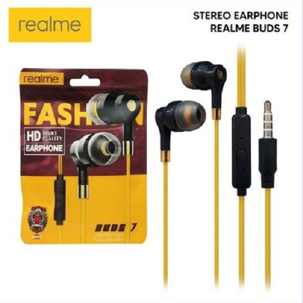 Handsfree Headset Earphone Realme Buds 7 Fashion With Mic Grosir