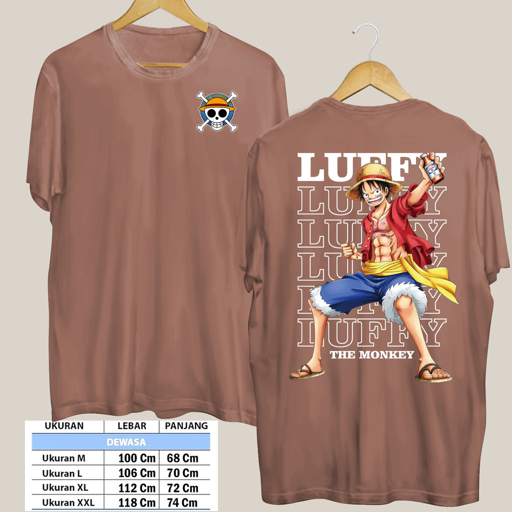 TSHIRT LUFFY THE MONKEY PIRANG CETAK PAKAI MESIN DTF (Digital Transfer Filem) KAOS DISTRO BAJU PRIA WANITA ATASAN SHIRT T-SHIRT Tangan Pendek