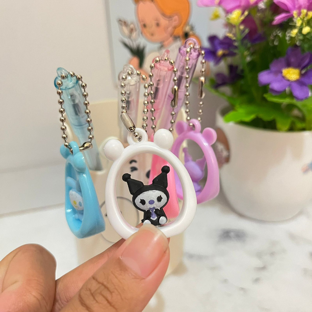 Pulpen Gantungan SANRIO dalam lingkaran hiasan Unik Lucu Harga Murah / Pen Gantungan Sanrio Kuromi Melody Super CUTE tinta gel hitam Stationary ATK Kekinian Bisa COD