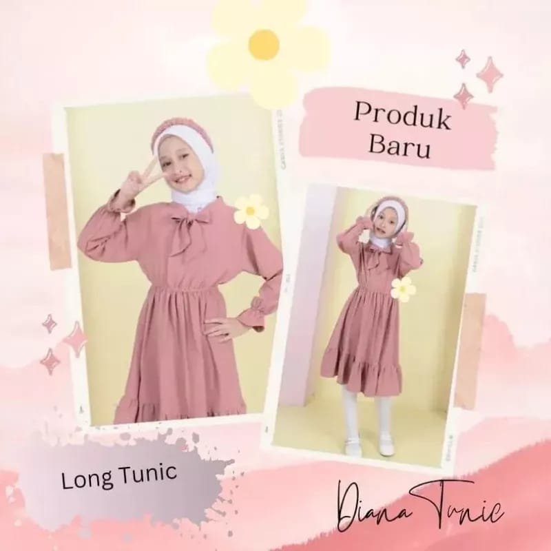 Tunik Anak Remaja Crinkle Airflow Premium Tunik Anak Perempuan 11-13 Tahun Diana tunik