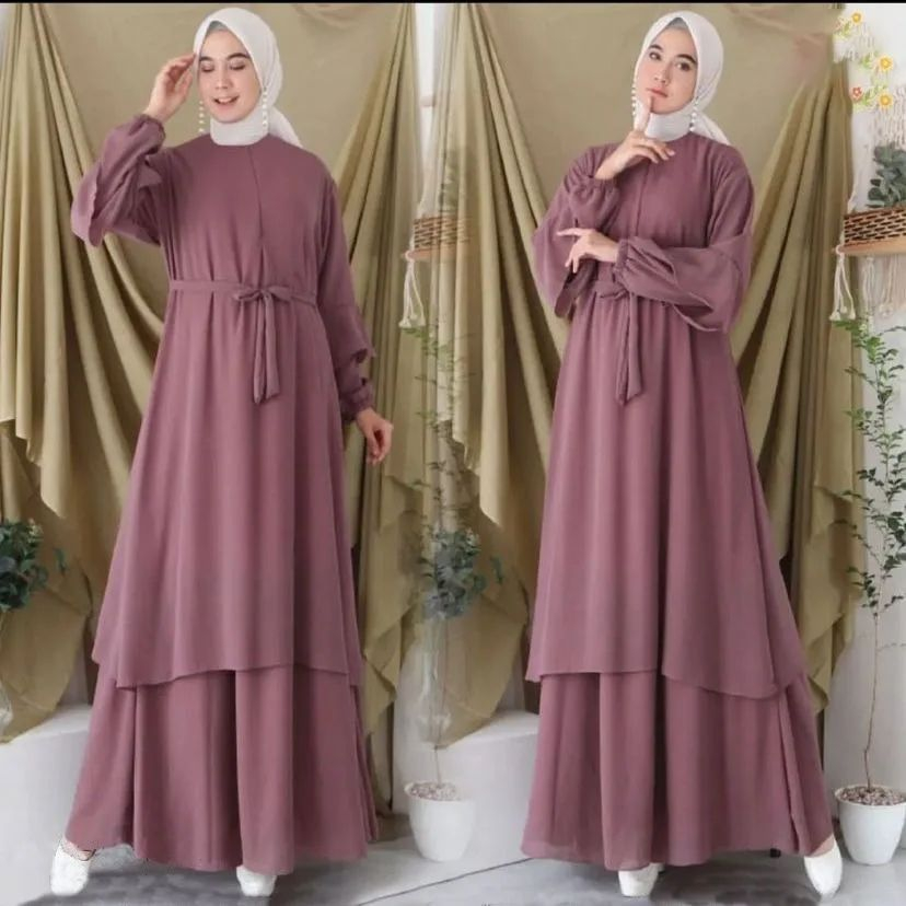 Gamis ceruty / Pakaian wanita muslim Malae dress / Gamis busui terbaru 4 varian warna Fashion muslim / Baju gamis wanita