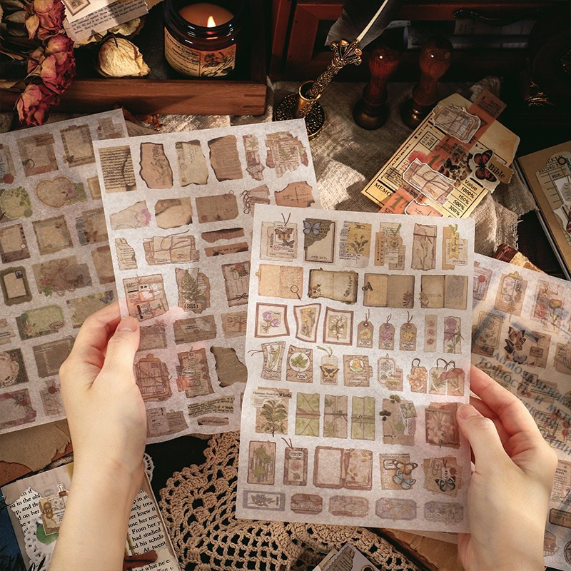 

1 pc stiker kertas vintage seri miss your poem dekorasi scrapbook journal bujo junkjournal