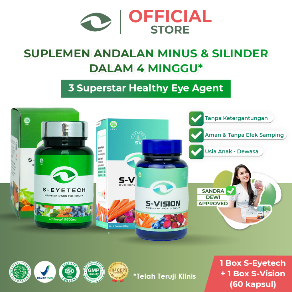 Paket Smart Vision ( Obat Mata Minus & Silinder Terbaik & Terbukti ) Herbal & BPOM
