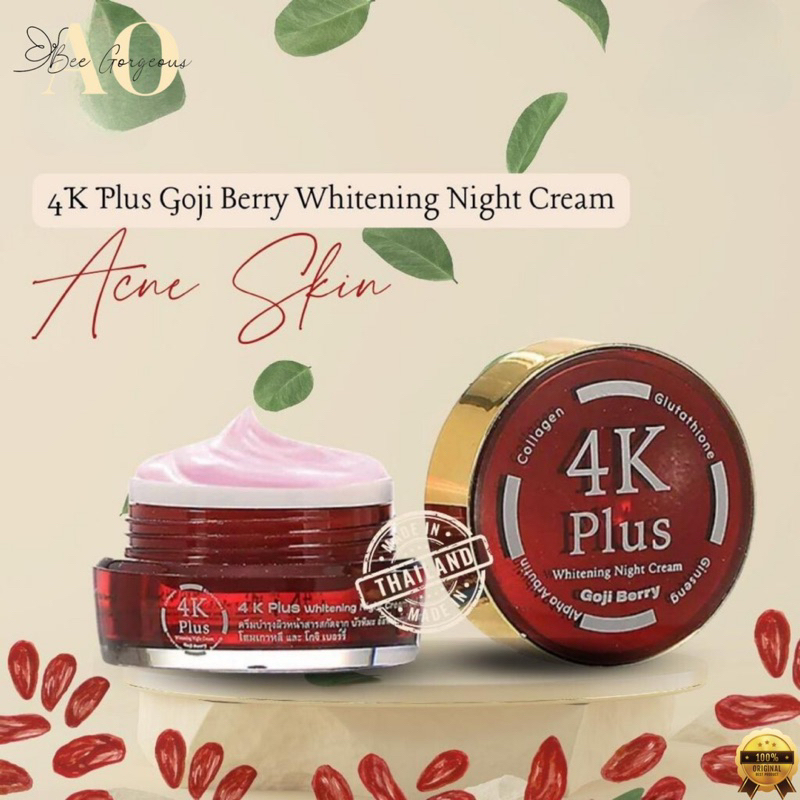 CREAM 4K PLUS WHITENING 5X GOJI BERRY / GOJI BERRY CREAM  / CREAM MALAM / CREAM PENCERAH WAJAH / PEL