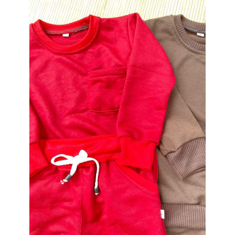 Sweater Set Pocket Basic setelan anak baby tery