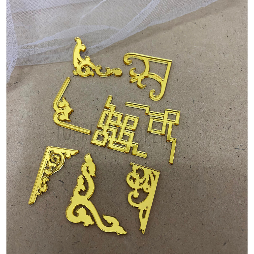 Sudut Siku (SM05) Hantaran Mahar Akrilik Mirror | Sudut Ornamen Mahar