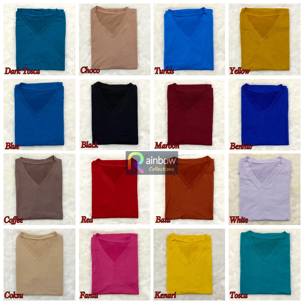 NUZ - V-NECK Pendek /Kaos Polos Basic Vneck Pendek /  t-shirt / Atasan Pakaian Wanita Murah T101