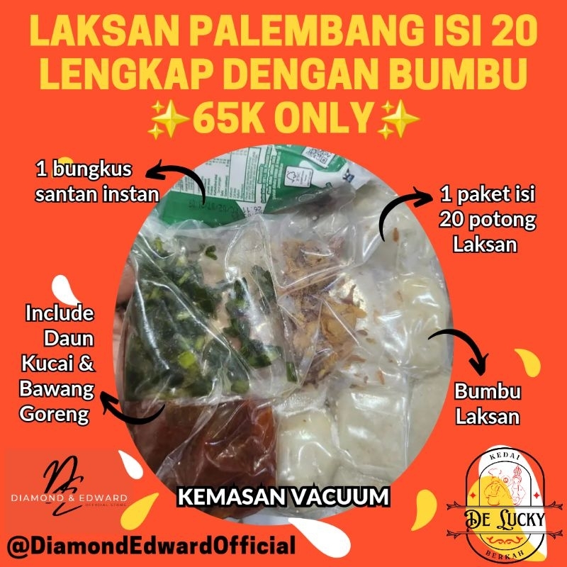 

DE ♡ PAKET LAKSAN ISI 20 POTONG LENGKAP DENGAN BUMBU + SANTAN + DAUN KUCAI + BAWANG GORENG