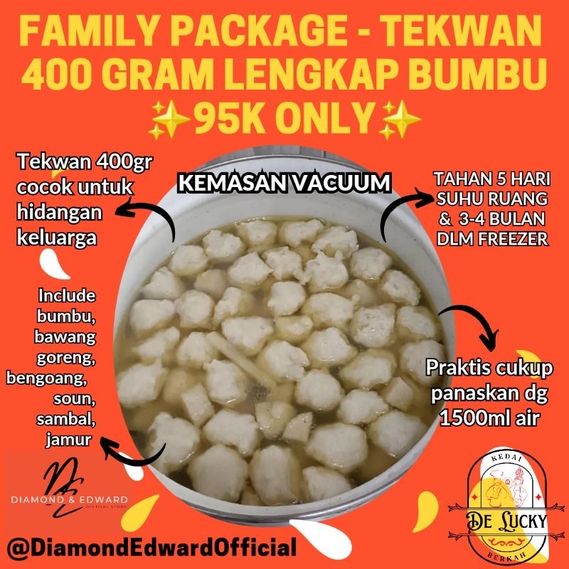 

DE ♡ PAKET TEKWAN FAMILY ISI BERSIH 400 GRAM LENGKAP DENGAN BUMBU + BENGOANG + SOUN + BAWANG GORENG + SAMBAL + JAMUR