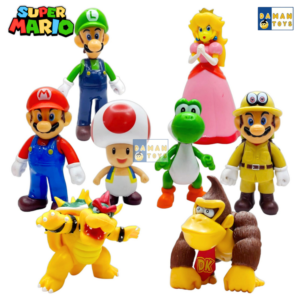 Action Figure Mainan Mario Bros Bross Bowser Putri Peach Donkey Kong Yoshi Luigi