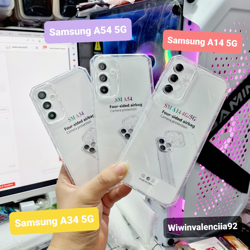 BARU TPU TEBAL [ Case KOTAK ] Samsung A14 5G A34 5G A54 5G Softcase Bening Crack/Soft Casing AirBag Anti Fall Protecth Camera/Silikon-Silicon-Silicone Glossy Transparent-Transparan Bumper KINGKONG HD SQUARE EDGE CLEAR Galaxy Original ORI Murah 5G