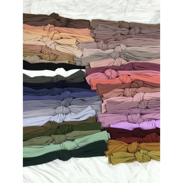 Pashmina Plisket Lidi 180x75 FULL WARNA TANPA GARIS TENGAH Pleats Plisir premium Gratis Ongkir