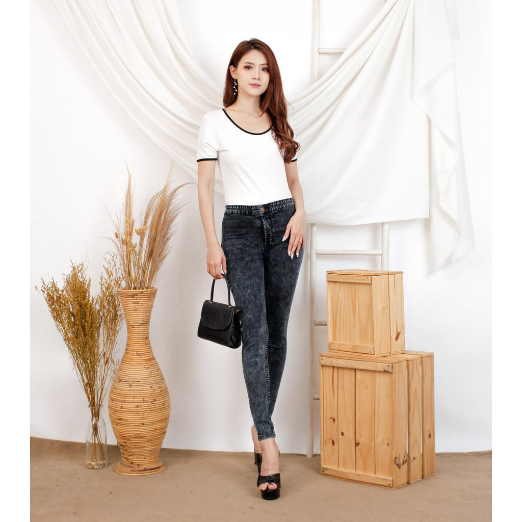 CASVINE JEANS || CELANA JEANS HW HIGHWAIST MOM JEANS STRETCH