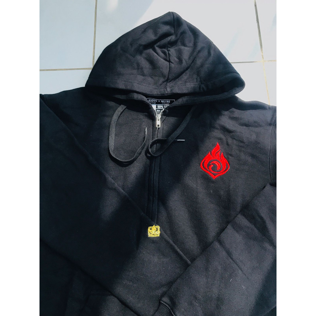 Jaket Genshin Logo Emblem Embroidery Black Anime Game Genshin Impact Premium Unisex