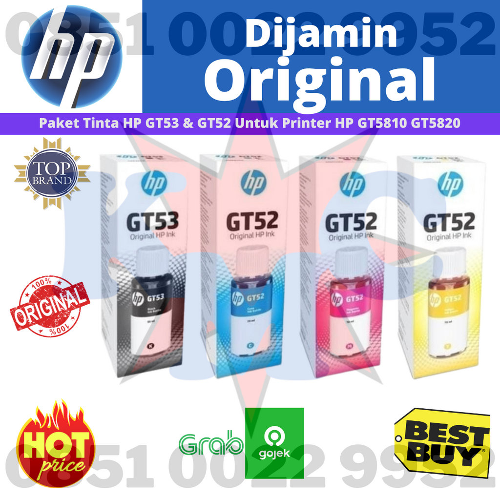 HP Paket Tinta Printer GT 53 &amp; 52 ( Black , Cyan , Magenta , Yellow ) Original