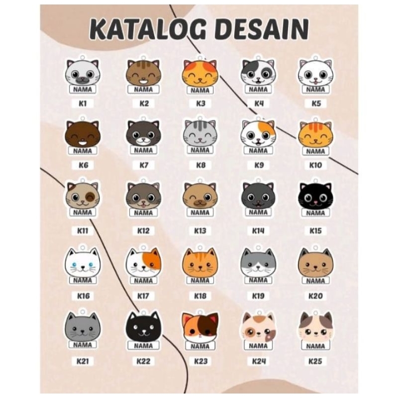 KALUNG KUCING CUSTOM NAMA PVC MOTIF PAW