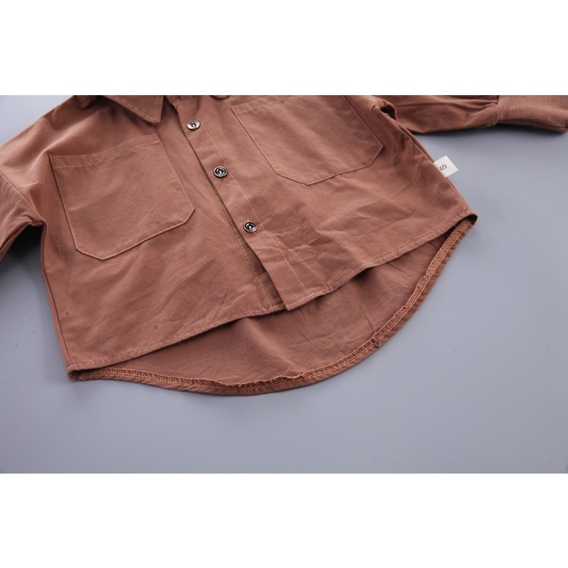 Setelan keren import premium lengan panjang motif kemeja BROWN ala korea usia 6 bulan sampai 5 tahun