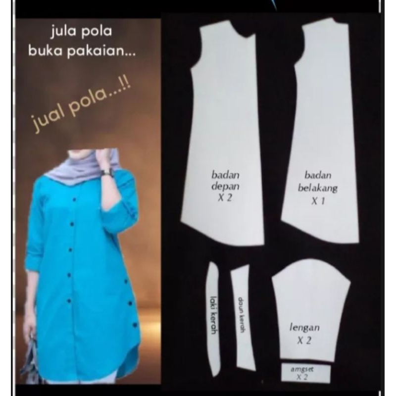 jual pola tunik kemeja wanita.pola tunik,pola kemeja.jasa pola id