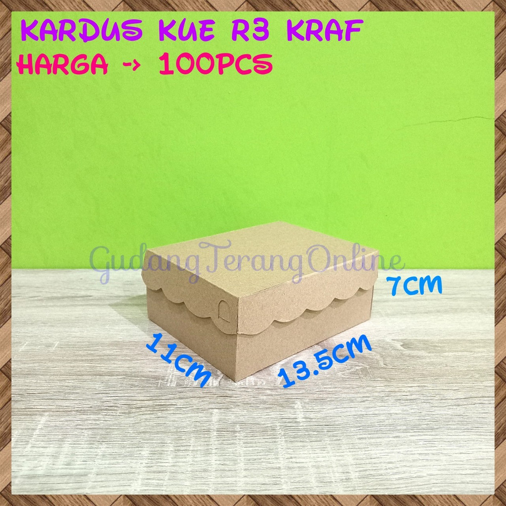 

Kardus coklat R3 kraf 13.5cm x 11cm x 7cm 310gsm kardus jajan kue coklat