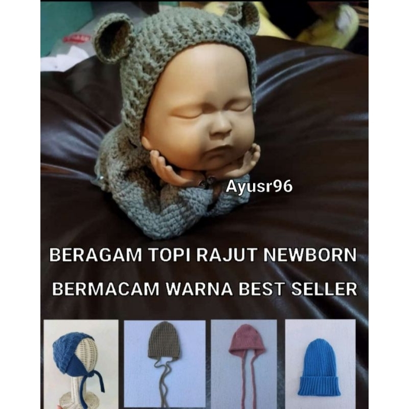 Kupluk tali bayi menutup telinga/kupluk tali properti foto bayi