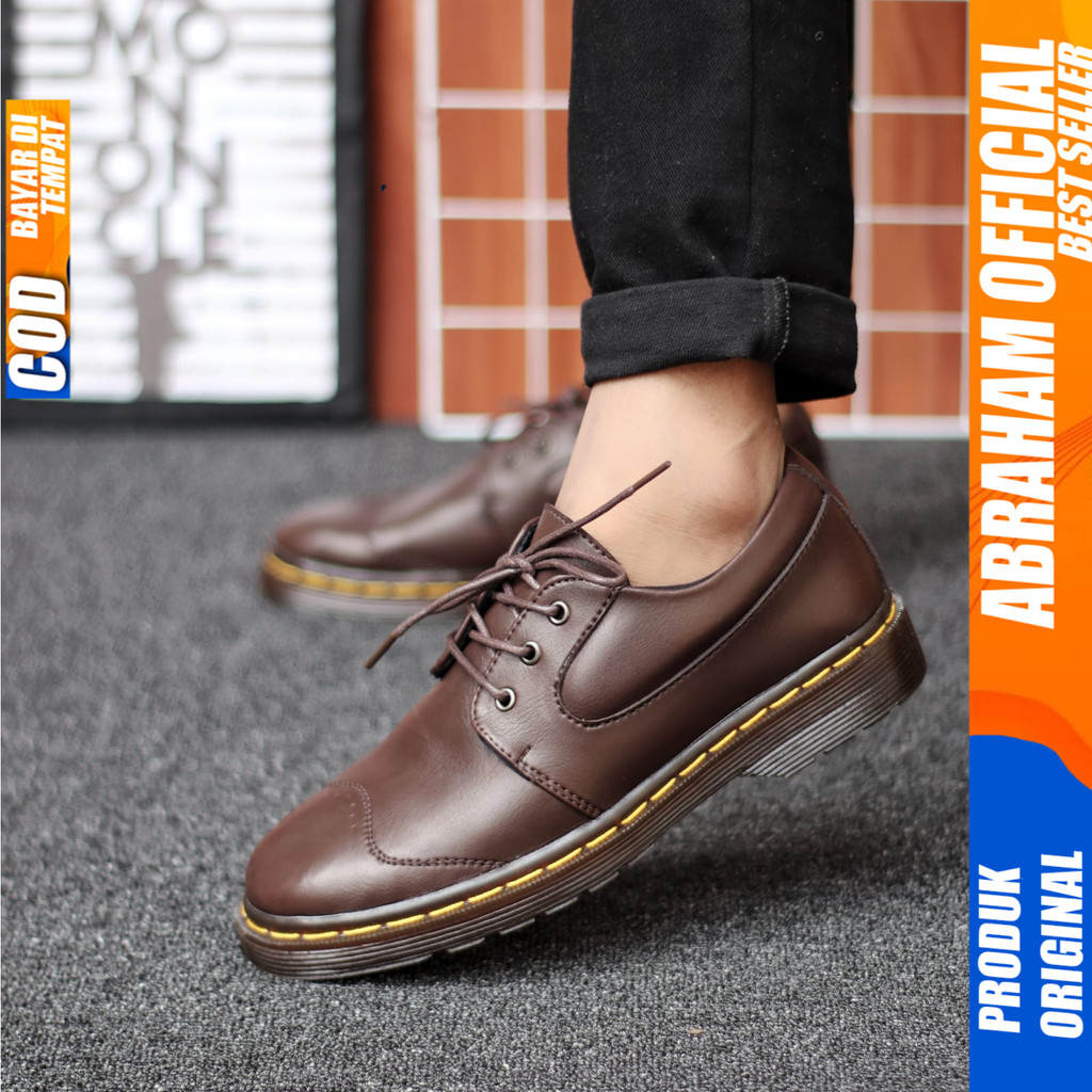 Sepatu Docmart Pria Casual Hitam Kerja Formal Pantofel Pria Abraham