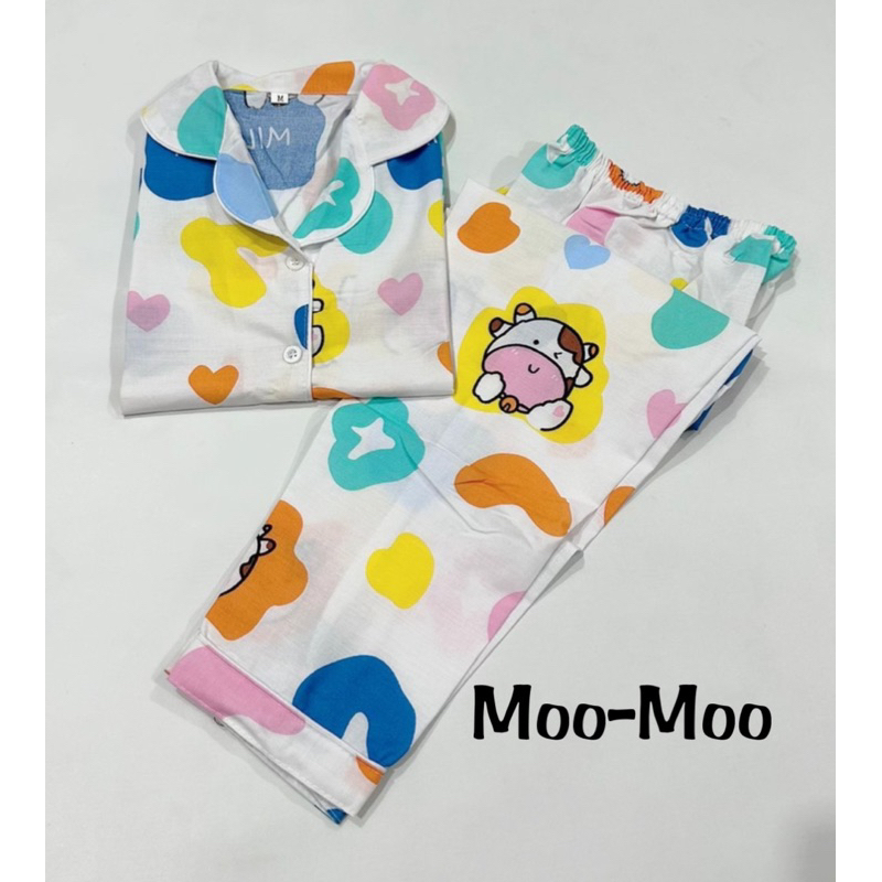 Moo-Moo - baju tidur piyama bisa couple keluarga ibu dan anak motif hewan lucu katun jepang