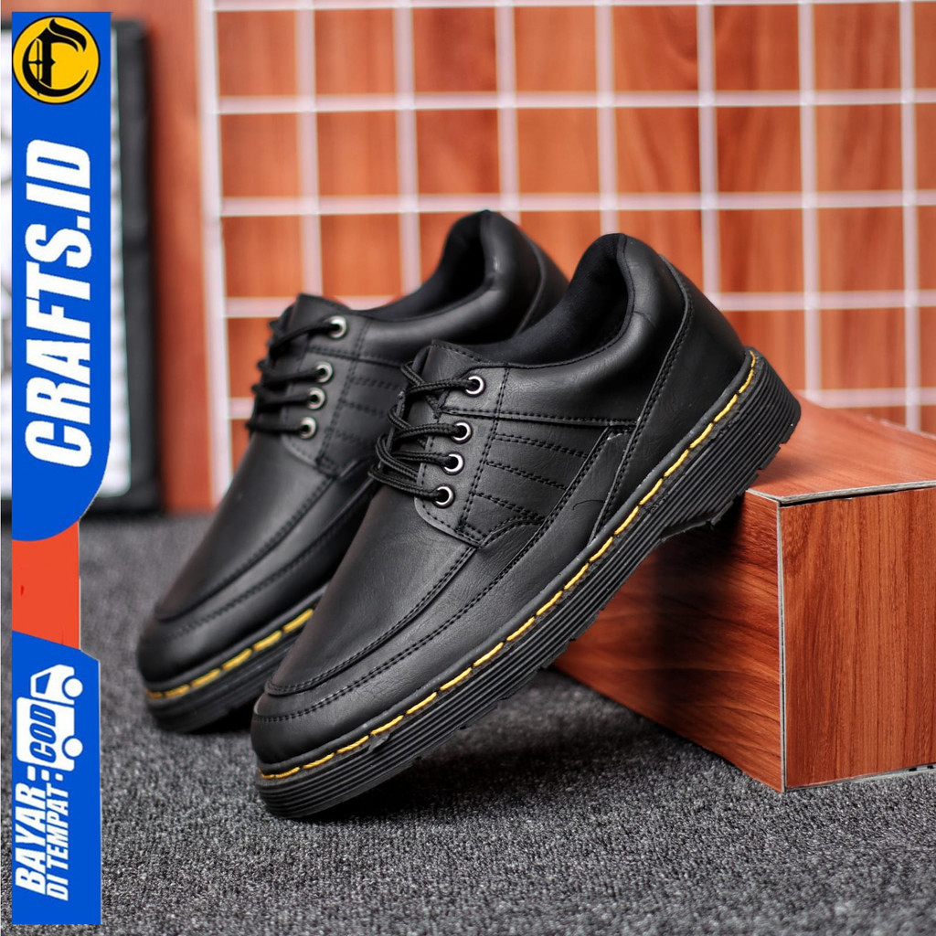 Sepatu Formal Pantofel Docmart Low Boots Kulit PU Casual Kerja Pria Crafs Smith