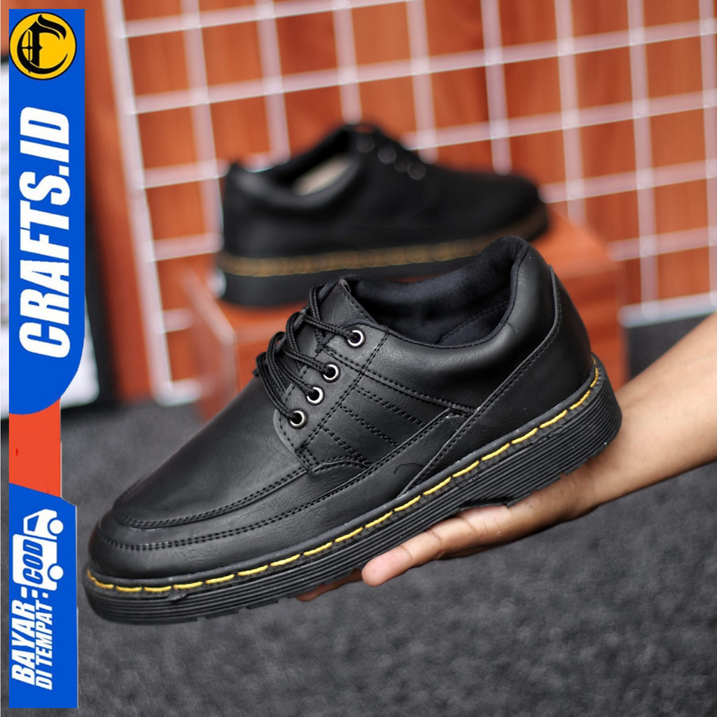 Sepatu Formal Pantofel Docmart Low Boots Kulit PU Casual Kerja Pria Crafs Smith